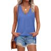 imageXIEERDUO Tank Tops for Women V Neck Summer Outfits Side Slit Sleeveless Shirts Loose Fit 2025 Fashion06 Blue