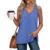 imageXIEERDUO Tank Tops for Women V Neck Summer Outfits Side Slit Sleeveless Shirts Loose Fit 2025 Fashion06 Blue