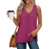 imageXIEERDUO Tank Tops for Women V Neck Summer Outfits Side Slit Sleeveless Shirts Loose Fit 2025 Fashion07 Purple