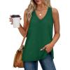 imageXIEERDUO Tank Tops for Women V Neck Summer Outfits Side Slit Sleeveless Shirts Loose Fit 2025 Fashion08 Dark Green