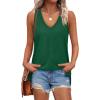 imageXIEERDUO Tank Tops for Women V Neck Summer Outfits Side Slit Sleeveless Shirts Loose Fit 2025 Fashion08 Dark Green