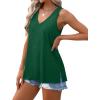 imageXIEERDUO Tank Tops for Women V Neck Summer Outfits Side Slit Sleeveless Shirts Loose Fit 2025 Fashion08 Dark Green