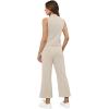 imageXIEERDUO Two Piece Sets for Women Summer Lounge Sets Beach Vacation Travel Outfits Casual Wide Leg Pants Matching Sets0beige