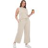 imageXIEERDUO Two Piece Sets for Women Summer Lounge Sets Beach Vacation Travel Outfits Casual Wide Leg Pants Matching Sets0beige