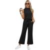 imageXIEERDUO Two Piece Sets for Women Summer Lounge Sets Beach Vacation Travel Outfits Casual Wide Leg Pants Matching Sets0black