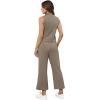 imageXIEERDUO Two Piece Sets for Women Summer Lounge Sets Beach Vacation Travel Outfits Casual Wide Leg Pants Matching Sets1coffee
