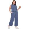 imageXIEERDUO Two Piece Sets for Women Summer Lounge Sets Beach Vacation Travel Outfits Casual Wide Leg Pants Matching Sets2blue