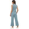 imageXIEERDUO Two Piece Sets for Women Summer Lounge Sets Beach Vacation Travel Outfits Casual Wide Leg Pants Matching Sets4lake Blue