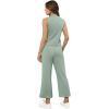 imageXIEERDUO Two Piece Sets for Women Summer Lounge Sets Beach Vacation Travel Outfits Casual Wide Leg Pants Matching Sets5sage Green