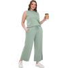 imageXIEERDUO Two Piece Sets for Women Summer Lounge Sets Beach Vacation Travel Outfits Casual Wide Leg Pants Matching Sets5sage Green