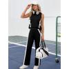 imageXIEERDUO Two Piece Sets for Women Summer Outfits Travel Mock Neck Lounge Sets Wide Leg Pants Beach Vacation ClothesBlackwhite