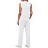 imageXIEERDUO Two Piece Sets for Women Summer Outfits Travel Mock Neck Lounge Sets Wide Leg Pants Beach Vacation ClothesWhiteblack