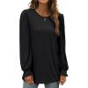 imageXIEERDUO Womens Long Sleeve Tops 2024 Fall Ruffle Puff Sleeve Cute Tunic Shirts DressyA02black