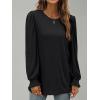 imageXIEERDUO Womens Long Sleeve Tops 2024 Fall Ruffle Puff Sleeve Cute Tunic Shirts DressyA02black
