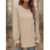 imageXIEERDUO Womens Long Sleeve Tops 2024 Fall Ruffle Puff Sleeve Cute Tunic Shirts DressyA03khaki
