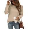 imageXIEERDUO Womens Long Sleeve Tops 2024 Fall Ruffle Puff Sleeve Cute Tunic Shirts DressyA03khaki