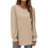 imageXIEERDUO Womens Long Sleeve Tops 2024 Fall Ruffle Puff Sleeve Cute Tunic Shirts DressyA03khaki