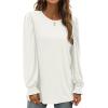 imageXIEERDUO Womens Long Sleeve Tops 2024 Fall Ruffle Puff Sleeve Cute Tunic Shirts DressyA10white
