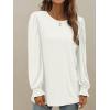 imageXIEERDUO Womens Long Sleeve Tops 2024 Fall Ruffle Puff Sleeve Cute Tunic Shirts DressyA10white