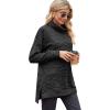 imageXIEERDUO Womens Long Sleeve Tunic Tops Turtleneck Lightweight Sweater High Low Side Split Sweatshirt