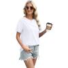 imageXIEERDUO Womens Summer Tops 2025 Pleated Round Neck Short Sleeve Shirts Business CasualA White