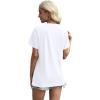 imageXIEERDUO Womens Summer Tops 2025 Pleated Round Neck Short Sleeve Shirts Business CasualA White