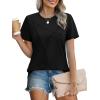 imageXIEERDUO Womens Summer Tops 2025 Pleated Round Neck Short Sleeve Shirts Business CasualBlack