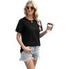 imageXIEERDUO Womens Summer Tops 2025 Pleated Round Neck Short Sleeve Shirts Business CasualBlack