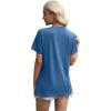 imageXIEERDUO Womens Summer Tops 2025 Pleated Round Neck Short Sleeve Shirts Business CasualBlue