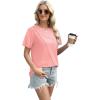 imageXIEERDUO Womens Summer Tops 2025 Pleated Round Neck Short Sleeve Shirts Business CasualCoral