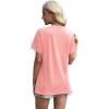 imageXIEERDUO Womens Summer Tops 2025 Pleated Round Neck Short Sleeve Shirts Business CasualCoral