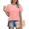 imageXIEERDUO Womens Summer Tops 2025 Pleated Round Neck Short Sleeve Shirts Business CasualCoral