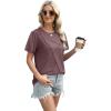 imageXIEERDUO Womens Summer Tops 2025 Pleated Round Neck Short Sleeve Shirts Business CasualDark Red