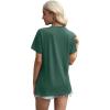 imageXIEERDUO Womens Summer Tops 2025 Pleated Round Neck Short Sleeve Shirts Business CasualGreen
