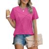 imageXIEERDUO Womens Summer Tops 2025 Pleated Round Neck Short Sleeve Shirts Business CasualHot Pink