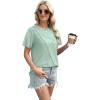 imageXIEERDUO Womens Summer Tops 2025 Pleated Round Neck Short Sleeve Shirts Business CasualLight Green