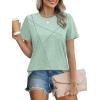imageXIEERDUO Womens Summer Tops 2025 Pleated Round Neck Short Sleeve Shirts Business CasualLight Green