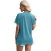 imageXIEERDUO Womens Summer Tops 2025 Pleated Round Neck Short Sleeve Shirts Business CasualTurquoise
