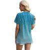 imageXIEERDUO Womens Summer Tops 2025 Pleated Round Neck Short Sleeve Shirts Business CasualZ Blue Striped