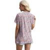 imageXIEERDUO Womens Summer Tops 2025 Pleated Round Neck Short Sleeve Shirts Business CasualZ Floral Pink