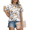 imageXIEERDUO Womens Summer Tops 2025 Pleated Round Neck Short Sleeve Shirts Business CasualZ Floral Yellow