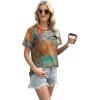 imageXIEERDUO Womens Summer Tops 2025 Pleated Round Neck Short Sleeve Shirts Business CasualZ Green Orange