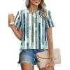 imageXIEERDUO Womens Summer Tops 2025 Pleated Round Neck Short Sleeve Shirts Business CasualZ Plaid Green