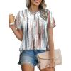 imageXIEERDUO Womens Summer Tops 2025 Pleated Round Neck Short Sleeve Shirts Business CasualZ Tie Dye