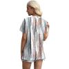 imageXIEERDUO Womens Summer Tops 2025 Pleated Round Neck Short Sleeve Shirts Business CasualZ Tie Dye