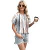 imageXIEERDUO Womens Summer Tops 2025 Pleated Round Neck Short Sleeve Shirts Business CasualZ Tie Dye