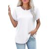 imageXIEERDUO Womens T Shirts Casual Summer Tops Pleated Crewneck Short Sleeve Blouses Trendy Beach Vacation ClothesA White