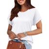 imageXIEERDUO Womens T Shirts Casual Summer Tops Pleated Crewneck Short Sleeve Blouses Trendy Beach Vacation ClothesA White