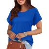 imageXIEERDUO Womens T Shirts Casual Summer Tops Pleated Crewneck Short Sleeve Blouses Trendy Beach Vacation ClothesBlue