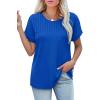 imageXIEERDUO Womens T Shirts Casual Summer Tops Pleated Crewneck Short Sleeve Blouses Trendy Beach Vacation ClothesBlue